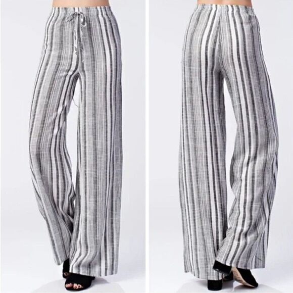 Honey Punch STRIPE PANTS Wide Leg Small - Picture 1 of 6